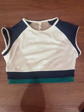 lululemon athletica Colorblock Crop Top with Navy & Green